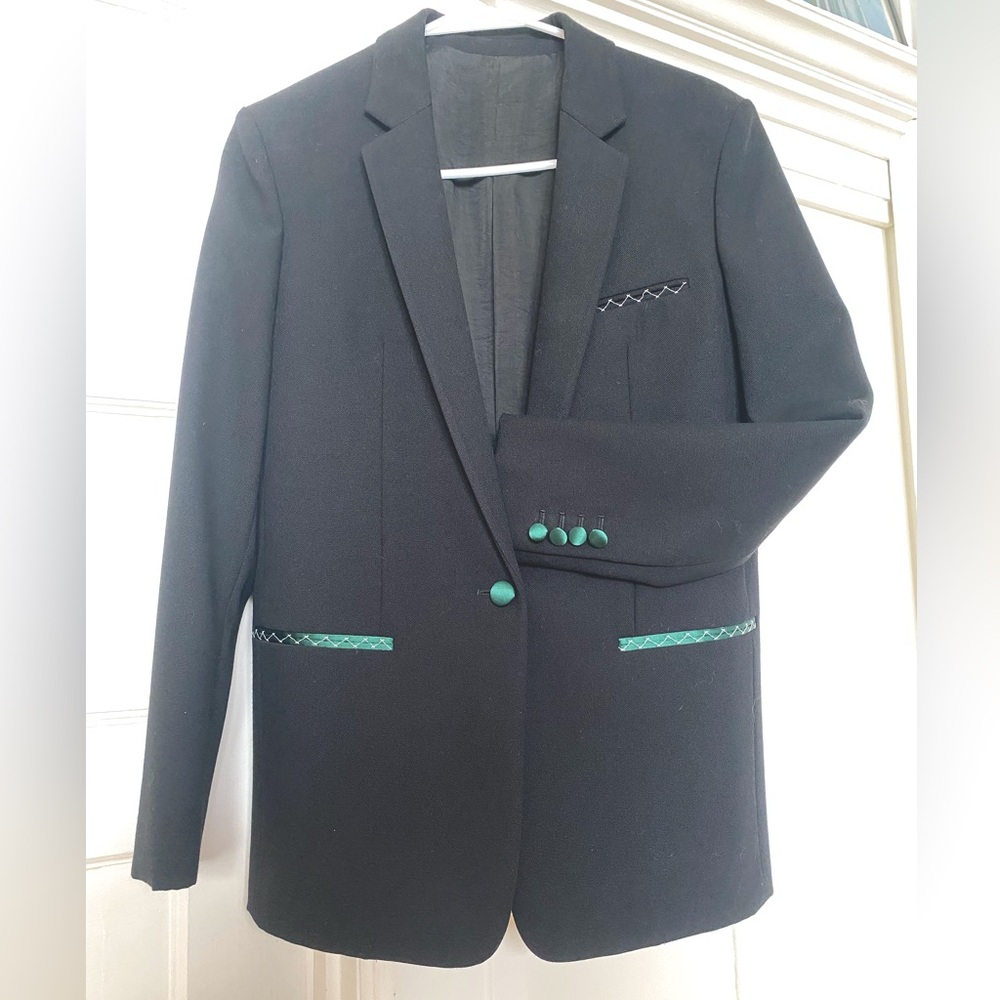 NWT Céline back wool and emerald satin tuxedo suit - size FR38, Phoebe Philo era